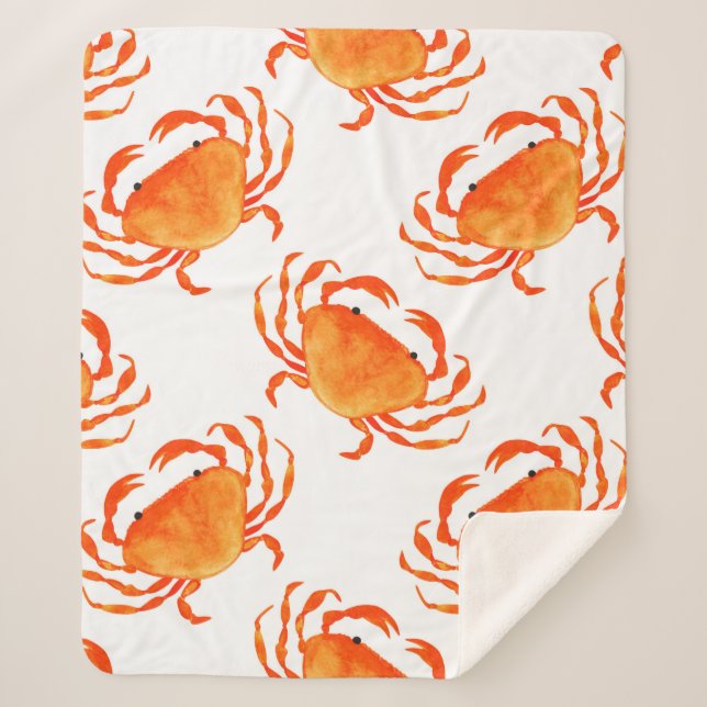 Couverture Sherpa Crabes orange sans couture motif (Devant)