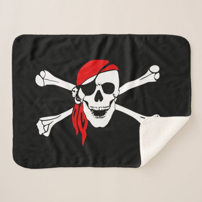 Couverture Sherpa Crâne et os croisés de pirate (Devant (Horizontal))