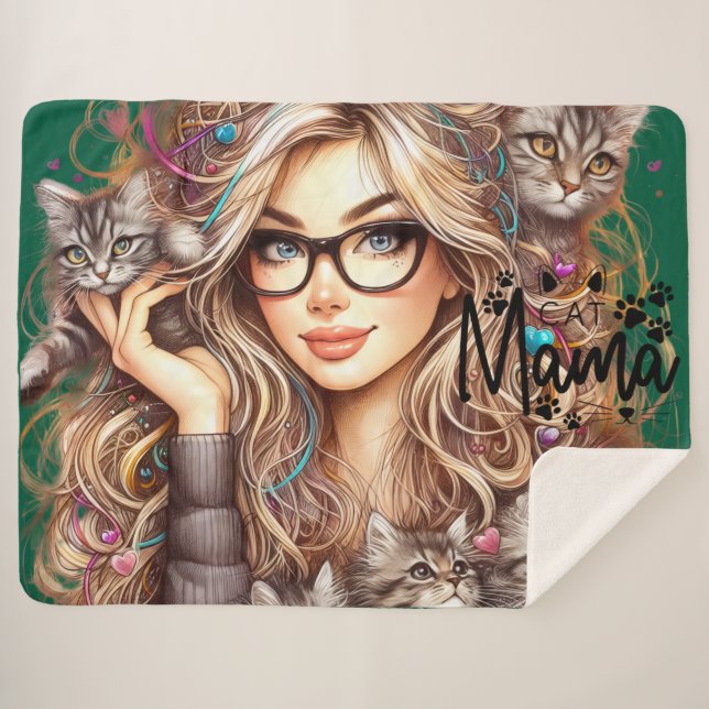 Couverture Sherpa Crazy Cat Lady  (Devant (Horizontal))