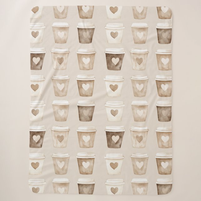 Couverture Sherpa Cream Coffee Heart Cups (Devant)