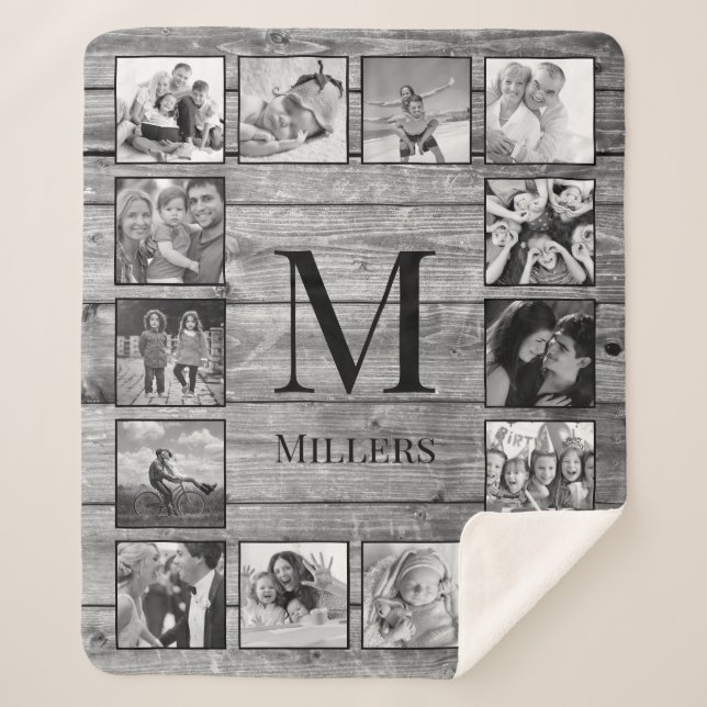 Couverture Sherpa Create Your Custom Photo Collage Rustic Farmhouse (Devant)