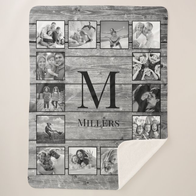 Couverture Sherpa Create Your Custom Photo Collage Rustic Farmhouse (Devant)