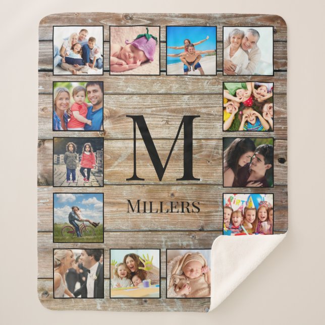 Couverture Sherpa Create Your Custom Photo Collage Rustic Farmhouse (Devant)