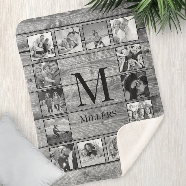Couverture Sherpa Create Your Custom Photo Collage Rustic Farmhouse (Créateur téléchargé)