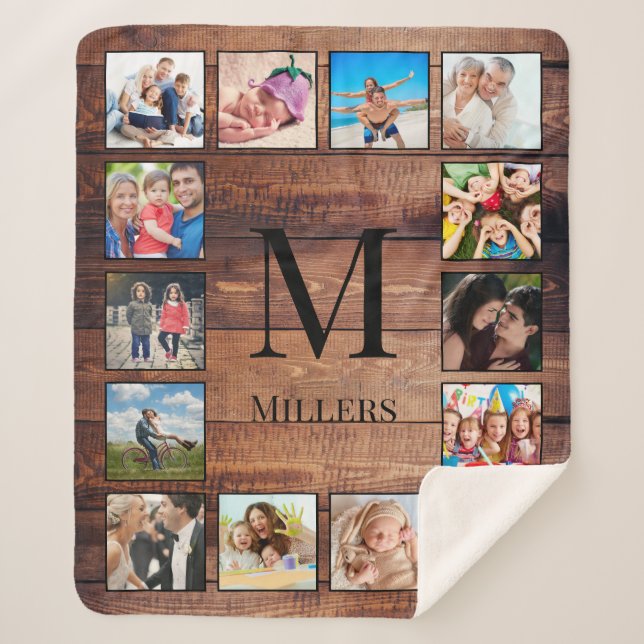 Couverture Sherpa Create Your Custom Photo Collage Rustic Farmhouse (Devant)