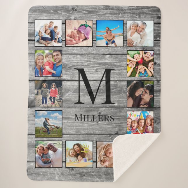 Couverture Sherpa Create Your Custom Photo Collage Rustic Farmhouse (Devant)