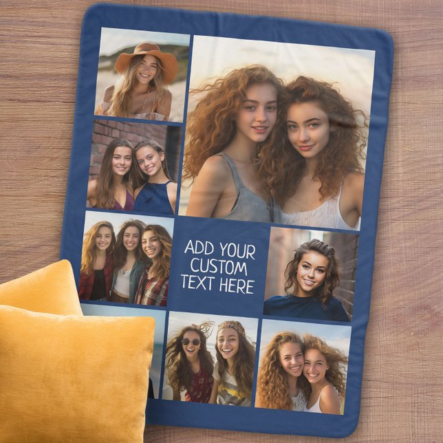 Couverture Sherpa Créer un collage photo personnalisé avec 8 photos (Personalized sherpa blanket with photos and text)