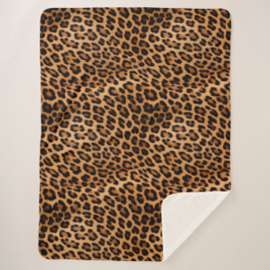 Couverture Sherpa Crème Brown Chat léopard noir