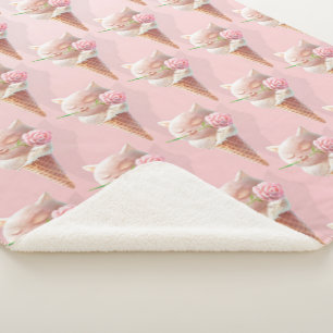 Couverture Sherpa Crème de glace Kitty - Rosy & Dreamy