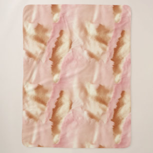 Couverture Sherpa Crème rose Tan Southwest Cowgirl Cowhide