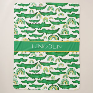 Couverture Sherpa Crocodile Alligator Aquarelle Arc-en-Ciel Personna