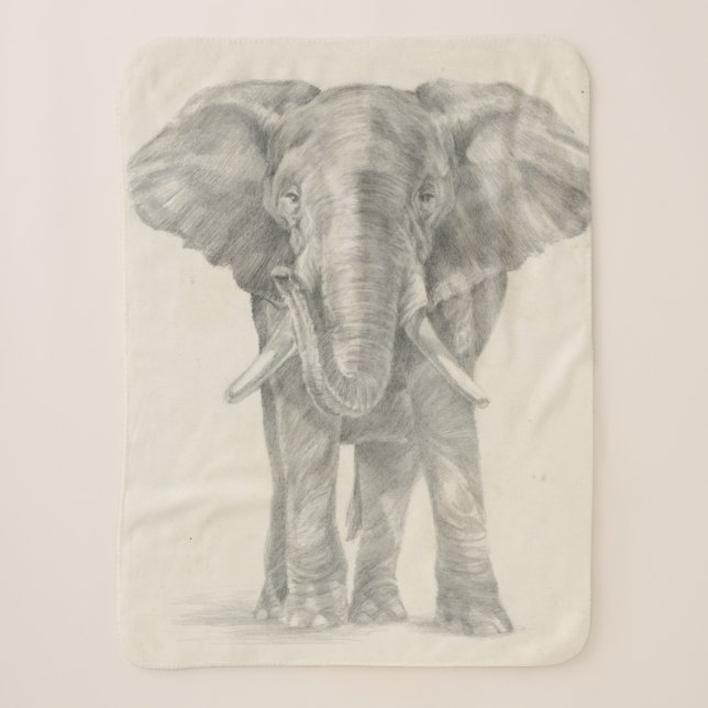 Couverture Sherpa Croquis éléphant (Devant)