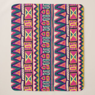 Couverture Sherpa Croquis tribaux : motif aztèque dessiné à la main.