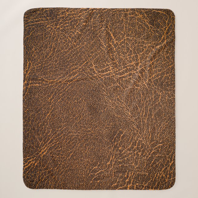 Couverture Sherpa Cuir Brown naturel : Arrière - plan texturé (Devant)