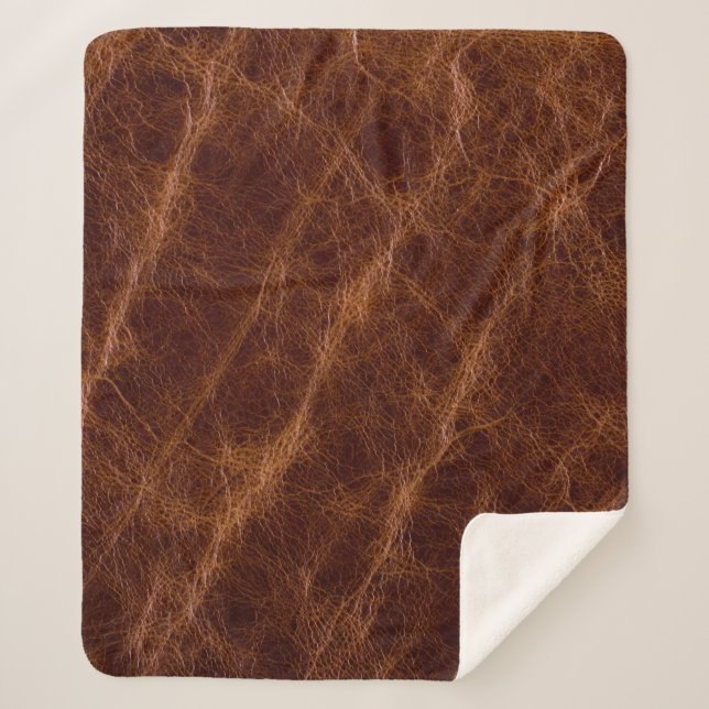 Couverture Sherpa cuir Brown textulibération, texture, abstrait, acc (Devant)
