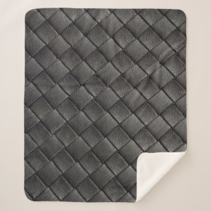 Couverture Sherpa Cuir noir tressé : Texture Vintage