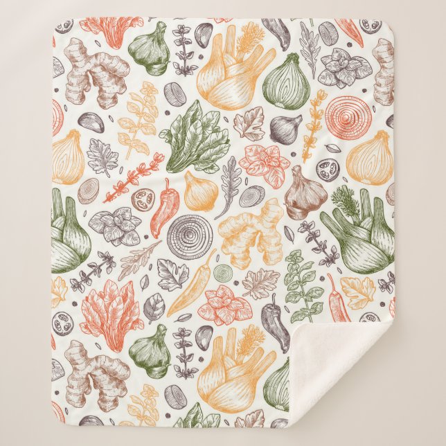 Couverture Sherpa Cuisine Garden Motif végétal (Devant)