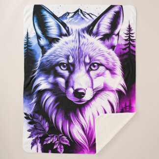 Couverture Sherpa Cuisine Sherpa Blanche avec Design Fox Vibrant - S