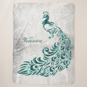 Couverture Sherpa Cuisine Sherpa personnalisée Peacock turquoise
