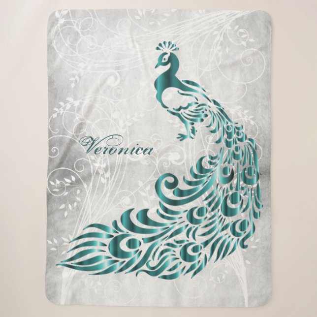 Couverture Sherpa Cuisine Sherpa personnalisée Peacock turquoise (Devant)