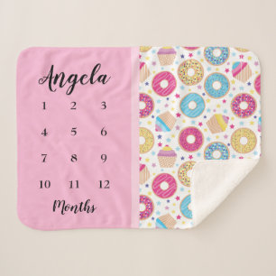 Couverture Sherpa Cupcakes & Donuts Milestone Photo Sherpa Blanket