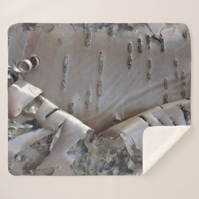 Couverture Sherpa Curly Birch Bark Tree Rustic (Devant (Horizontal))
