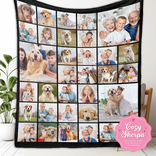 Couverture Sherpa Custom 33 Photo Collage Family Friends Keepsake (Créateur téléchargé)