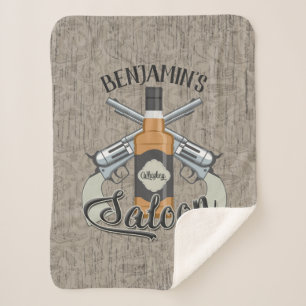 Couverture Sherpa Custom Cowboy Revolver Gun Whiskey Saloon