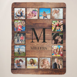 Couverture Sherpa Custom Family Photo Collage Reclaimed Wood
