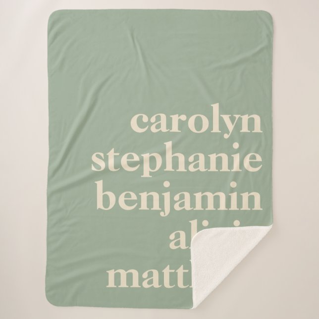 Couverture Sherpa Custom Grandchildren Names Stylish Rustic Sage  (Devant)