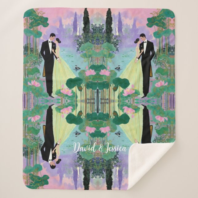 Couverture Sherpa 💕 Custom Name Lake Kiss Sherpa Blanket – Cuddle (Devant)