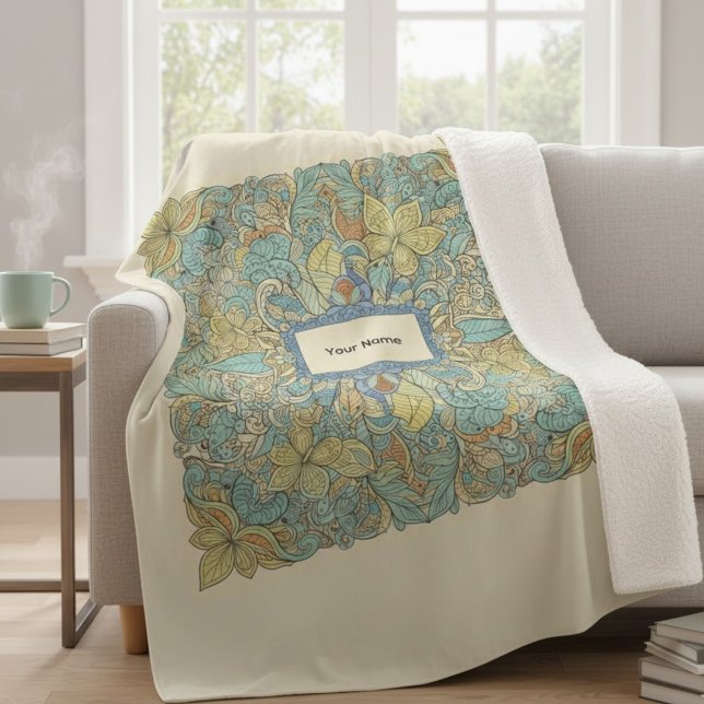 Couverture Sherpa Custom Name Luxury Zentangle Sherpa Blanket (Créateur téléchargé)