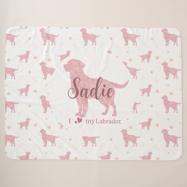 Couverture Sherpa Custom Pastel pink labrador retriever blanket gift (Devant (Horizontal))