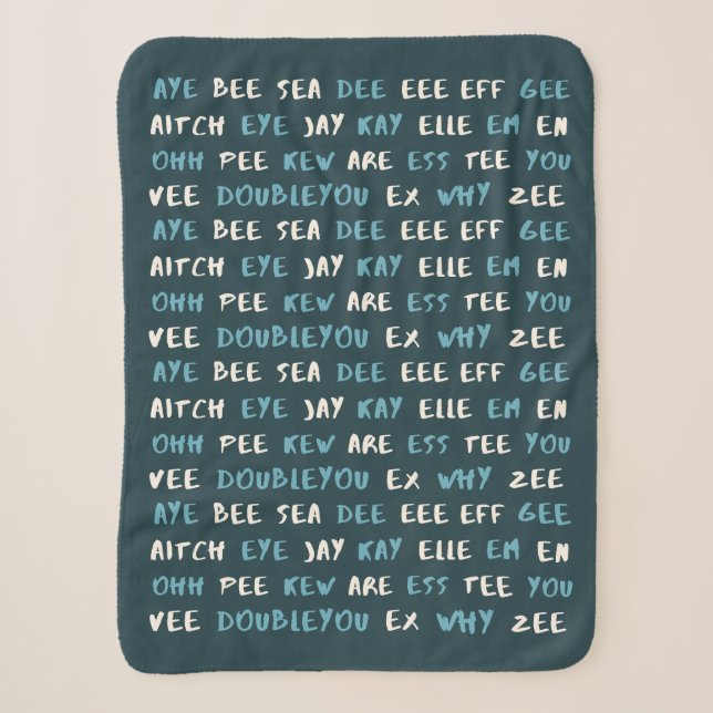 Couverture Sherpa Cute ABC ‘AYE BEE SEA’ Phonetic Baby Blanket (Devant)