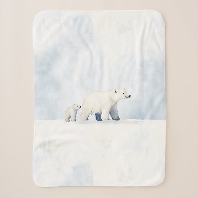 Couverture Sherpa Cute arctic polar bear family (Devant)