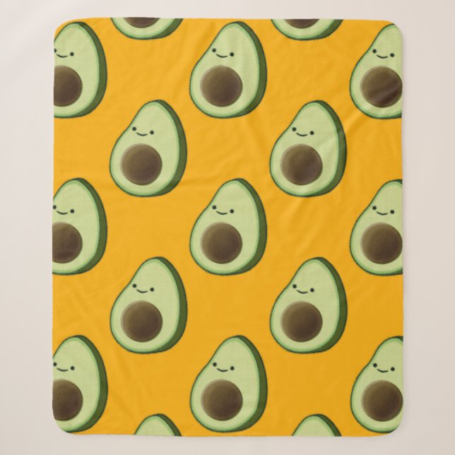 Couverture Sherpa Cute Avocado Motif de dessin animé Sherpa Blanket (Devant)