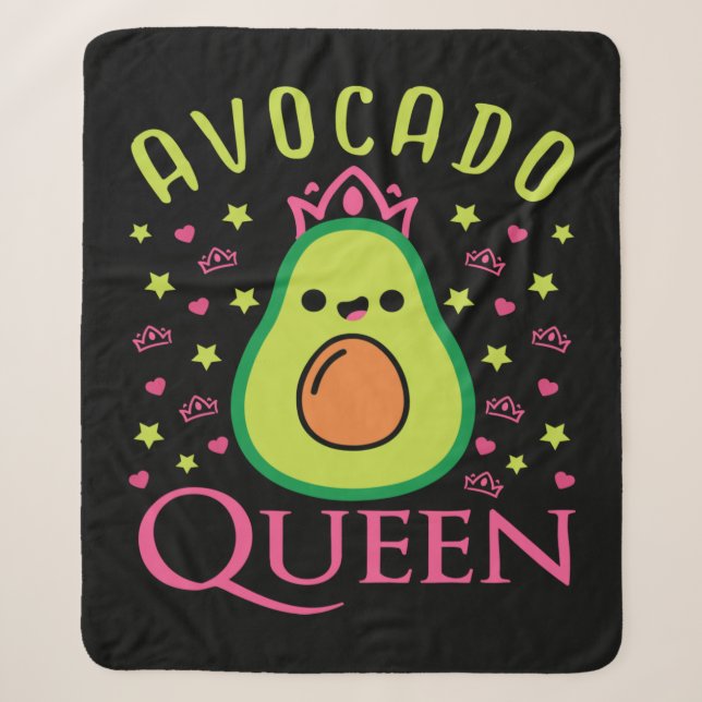Couverture Sherpa Cute Avocado Queen with Heart Keto Girl Cooking  (Devant)
