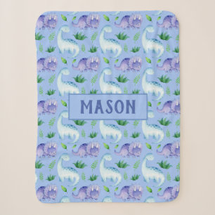 Couverture Sherpa Cute Baby Boy Aquarelle Dinosaur Personnalisé
