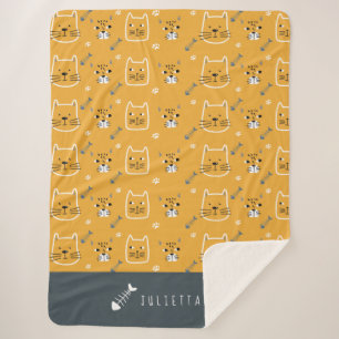 Couverture Sherpa Cute Cat Nom Motif moderne