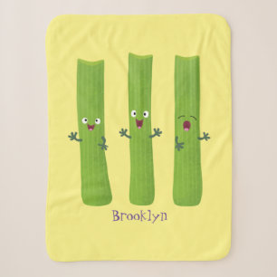 Couverture Sherpa Cute céleri bâtons trio caricature légumes