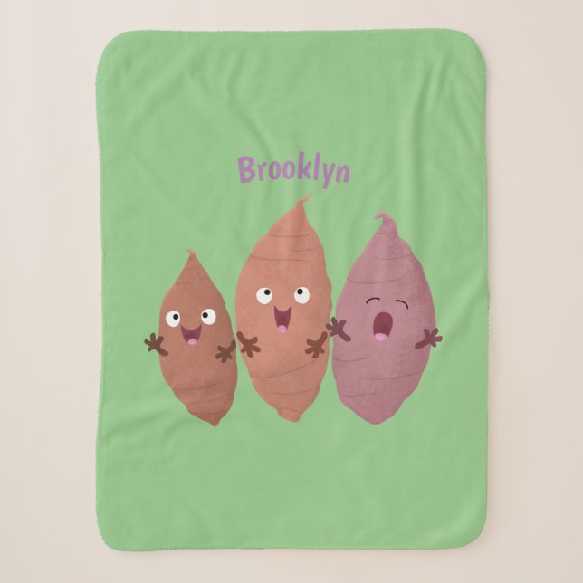 Couverture Sherpa Cute chantant des patates douces caricaturales lég (Devant)