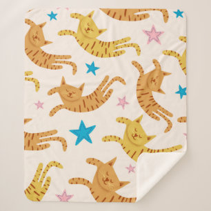 Couverture Sherpa Cute chats sans soudure motif avec étoiles drague 