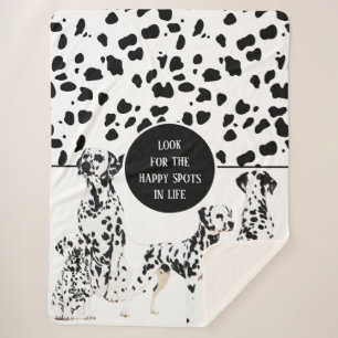 Couverture Sherpa Cute Dalmatiens Noir & Blanc Zones Joyeuses