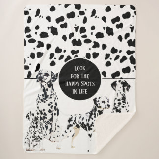 Couverture Sherpa Cute Dalmatiens Noir & Blanc Zones Joyeuses