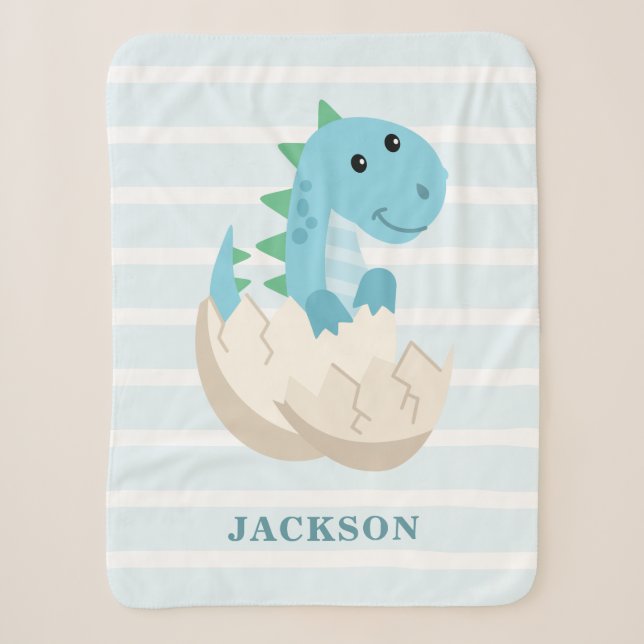 Couverture Sherpa Cute Dinosaur Baby Boy Personnalisé (Devant)
