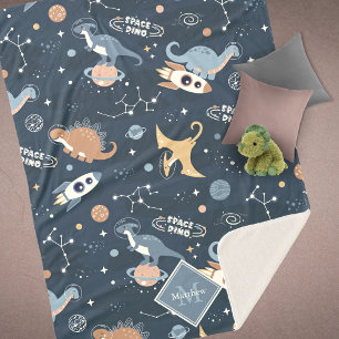 Couverture Sherpa Cute Dinosaurs in Space Pattern Kids