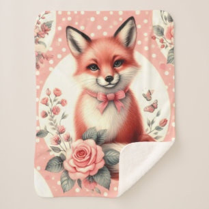 Couverture Sherpa Cute Floral Baby Fox