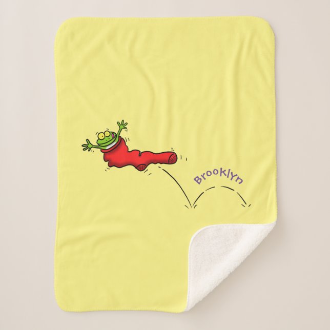 Couverture Sherpa Cute grenouille dans une chaussette rouge saut de  (Devant)