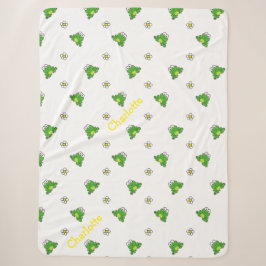 Couverture Sherpa Cute Grenouille et Fleur Blanche Sherpa