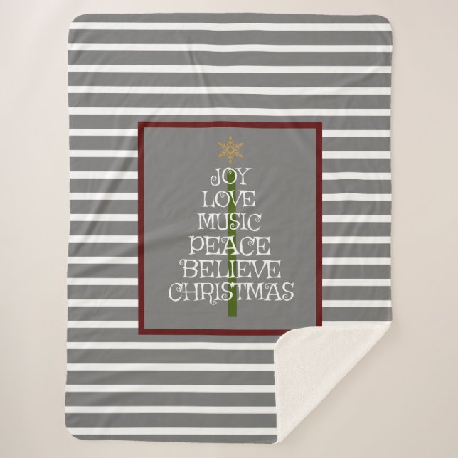 Couverture Sherpa Cute Grey/White VIbes de Noël dans un arbre (Devant)